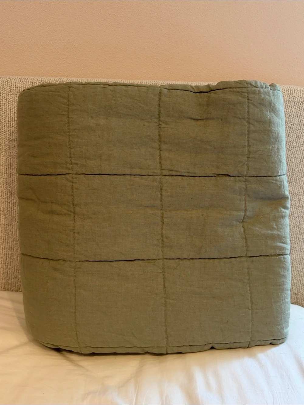 Quince European Linen Box Quilt In Willowleaf Full/Queen